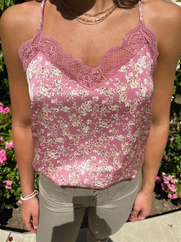 NWT Bishop & Young S Lotus Cami Garden Print Pink 125605