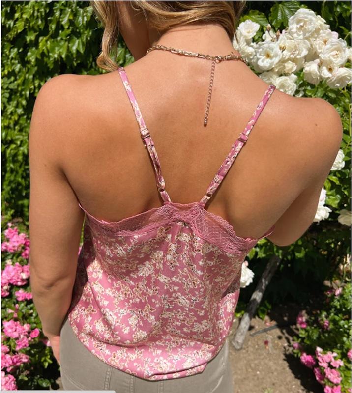 NWT Bishop & Young S Lotus Cami Garden Print Pink 125605