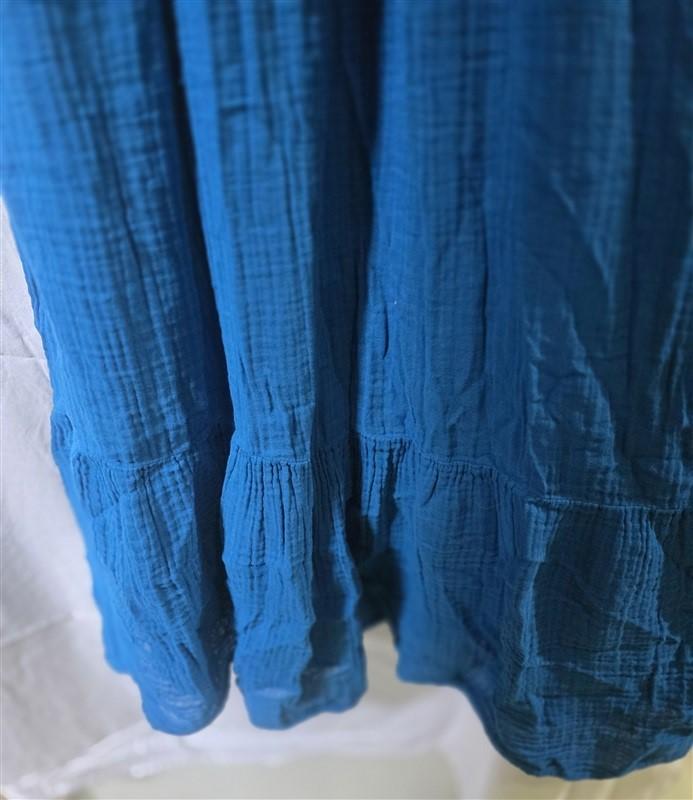 NWOT Michael Stars XS Alejandra Crinkle Gauze Teal Blue Sun Dress 125612