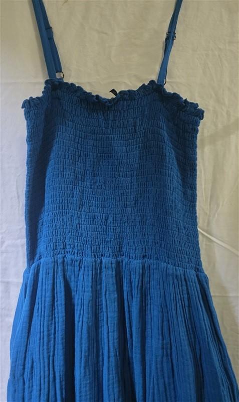 NWOT Michael Stars XS Alejandra Crinkle Gauze Teal Blue Sun Dress 125612