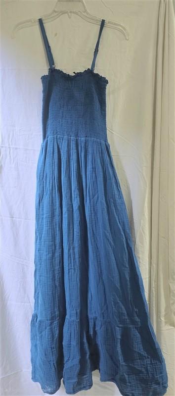 NWOT Michael Stars XS Alejandra Crinkle Gauze Teal Blue Sun Dress 125612
