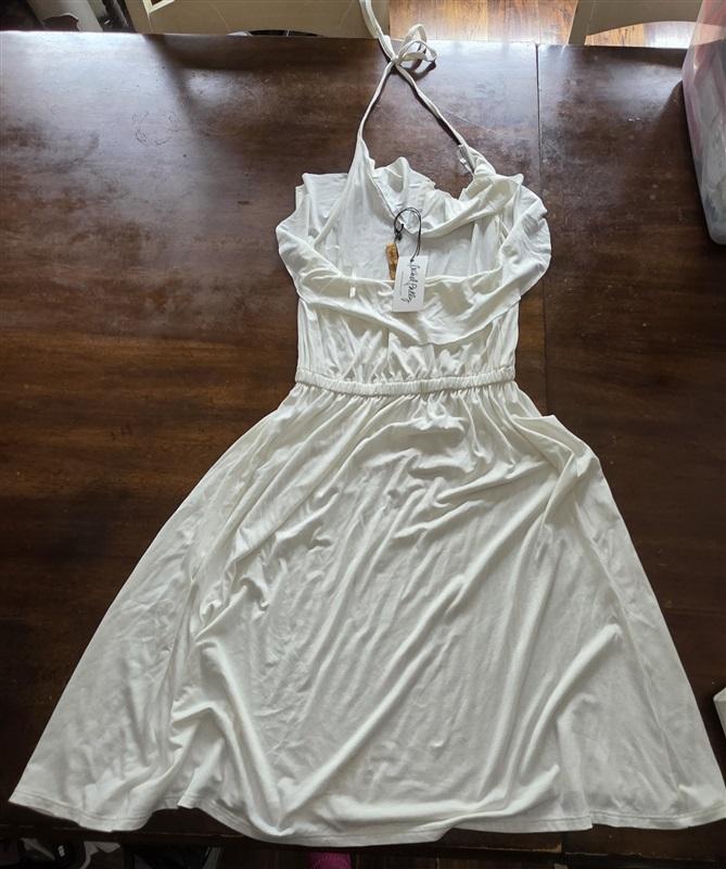 NWT Rachel Pally Lorenza Ruffle Mini Dress Tie Back Halter Ivory 125624