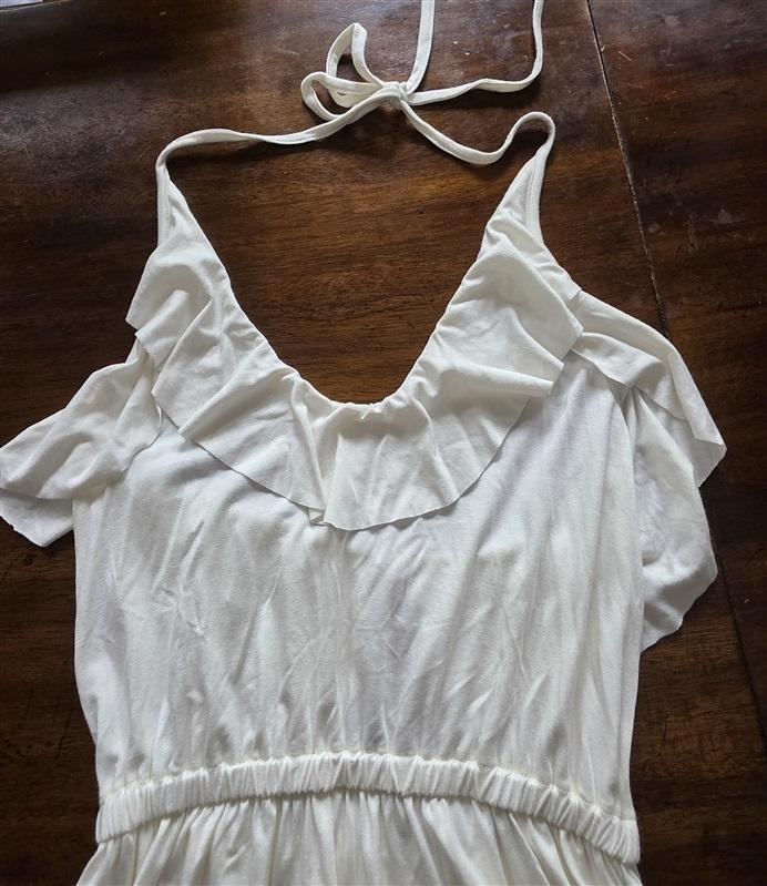 NWT Rachel Pally Lorenza Ruffle Mini Dress Tie Back Halter Ivory 125624
