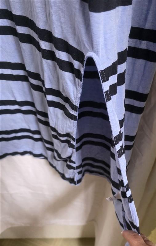 NWOT Michael Stars OS Blue Stripe T Shirt Dress V Neck Long 125640