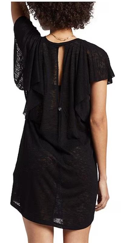 NWOT BillaBong L Out For Waves Flutter Sleeve Cover Up Dress Black 125641