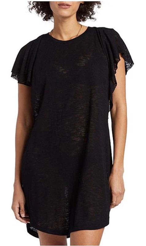 NWOT BillaBong L Out For Waves Flutter Sleeve Cover Up Dress Black 125641