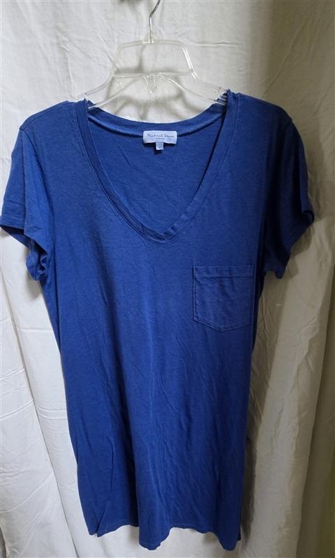 NWOT Michael Stars L Blue T Shirt Dress V Neck 125649