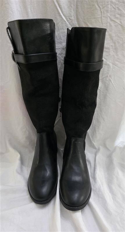 NWOT Rampage 7.5 Ianna Almond Toe Riding Boots Black Faux Suede 125653