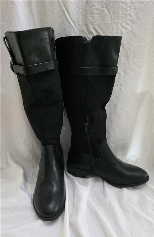 NWOT Rampage 7.5 Ianna Almond Toe Riding Boots Black Faux Suede 125653