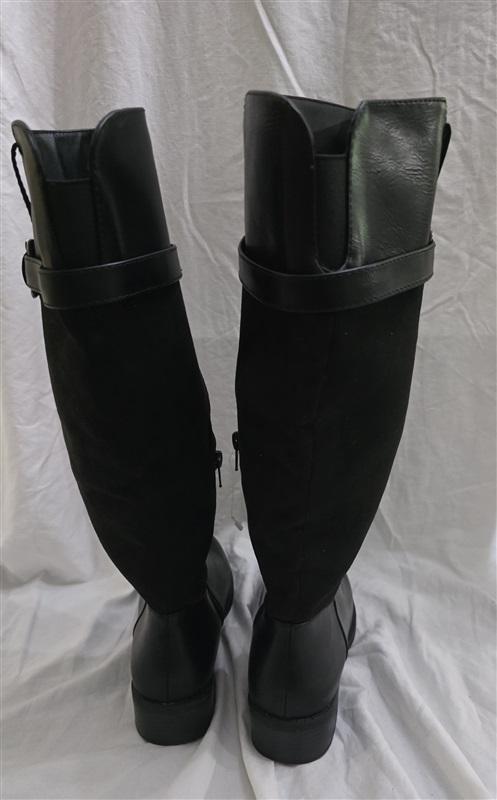 NWOT Rampage 7.5 Ianna Almond Toe Riding Boots Black Faux Suede 125653