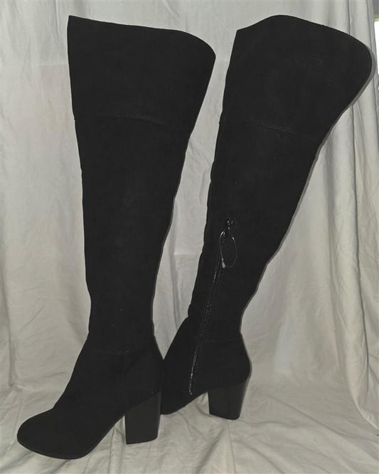 NWOT Express 6 Over Knee High Faux Suede Black Boots 125655