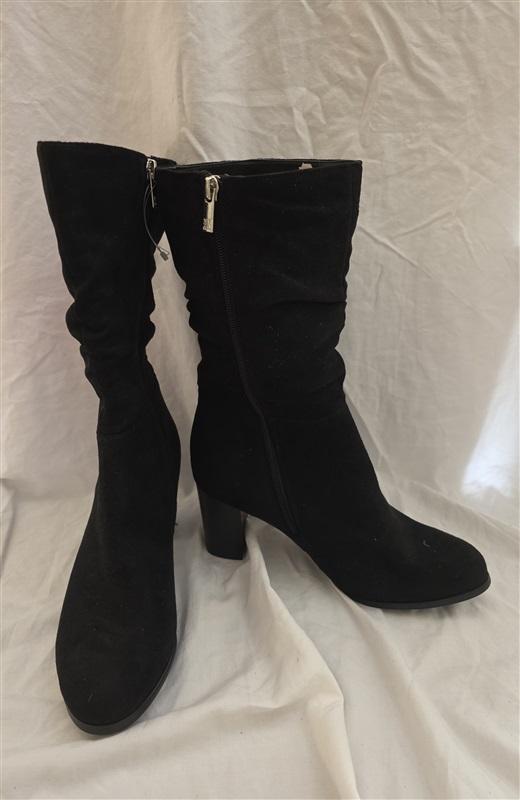 NWOT New York Company NY&C 8.5 Amena Faux Suede Mid Calf Black Boots 125658