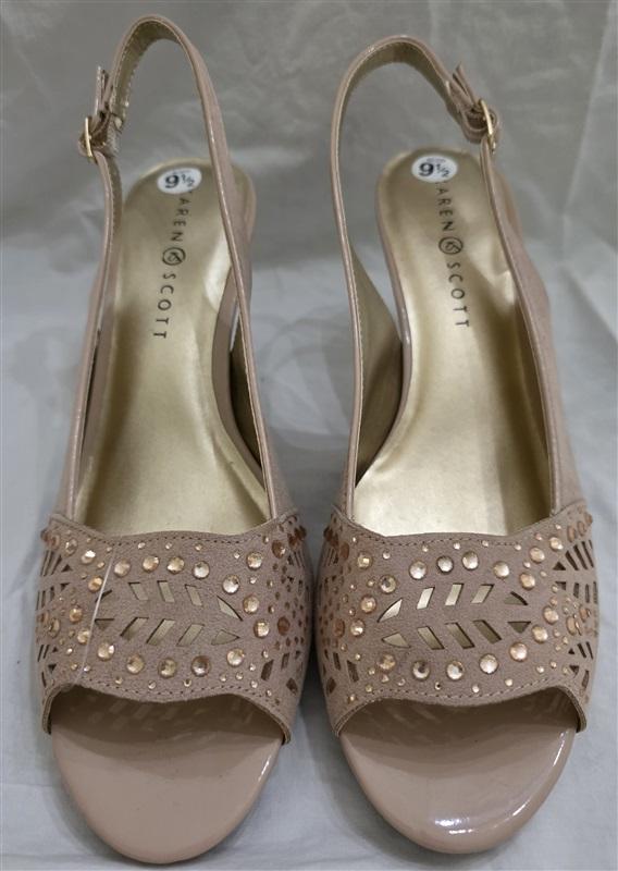 NWOT Karen Scott 9.5 Brookee Rhinestone Sling Back Peep Toe Pumps Shoes 125662