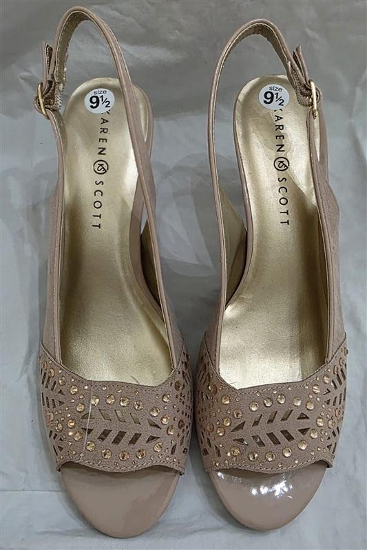 NWOT Karen Scott 9.5 Brookee Rhinestone Sling Back Peep Toe Pumps Shoes 125662