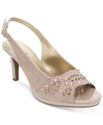 NWOT Karen Scott 9.5 Brookee Rhinestone Sling Back Peep Toe Pumps Shoes 125662
