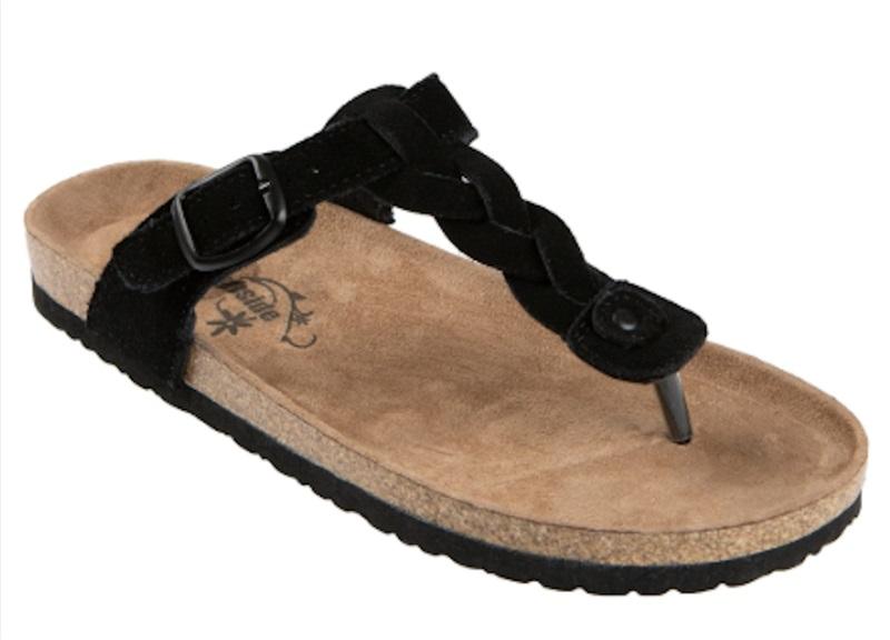 NWT Northside 9 Dina Open Toe Cork Sandal Slide Black Suede 125663