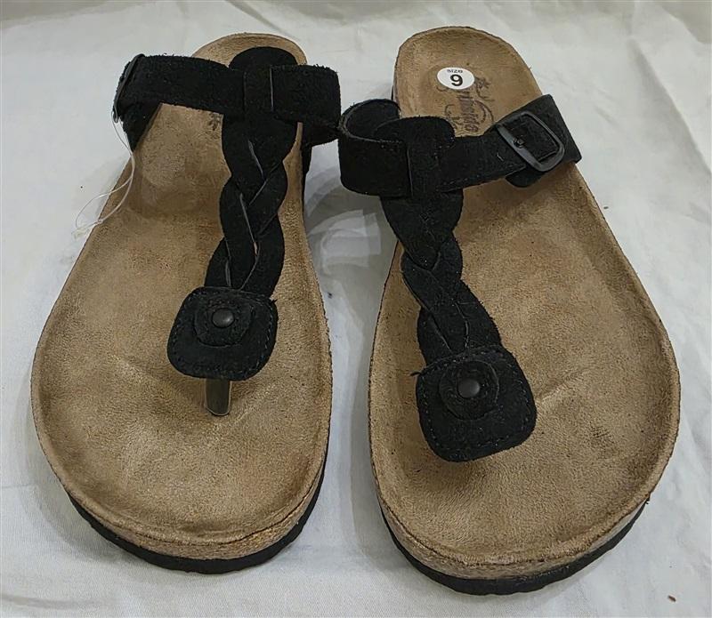 NWT Northside 9 Dina Open Toe Cork Sandal Slide Black Suede 125663