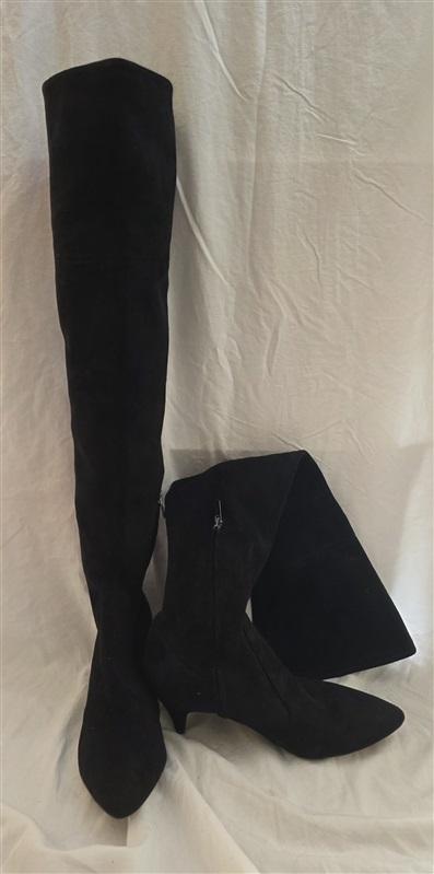 NWOT Sam Edelman Knee-High Boots Tie Back Black Faux Suede 125674