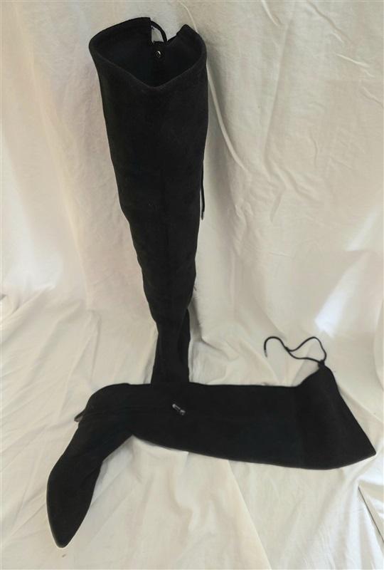 NWOT Sam Edelman Knee-High Boots Tie Back Black Faux Suede 125674
