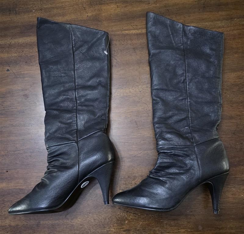 NWOT Passports 6 Leather High Heel Black Slouch Boots 125675