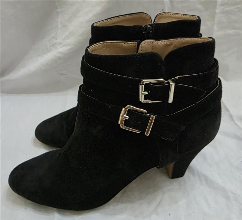 NWOTD INC International Concepts 7 Dorine Black Suede Ankle Bootie Heels 125676