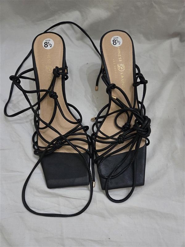 NWOT Chinese Laundry 8.5 Yita Smooth Strappy Heels-Black Sandals 125680