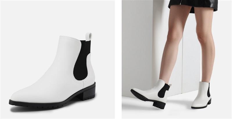 NWOT Dream Pairs 9 Pointed Toe Chelsea White Black Platform LuG Boots 125683