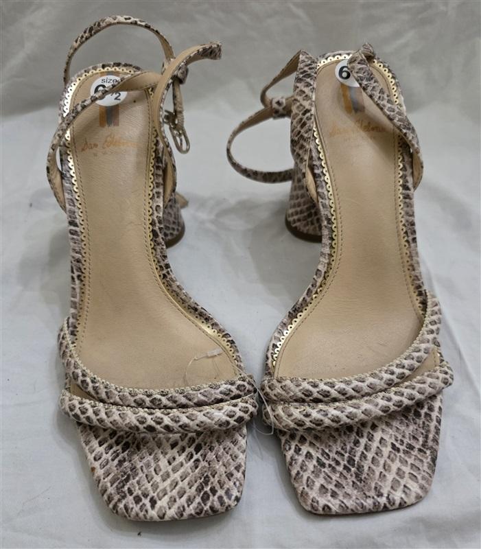 PO Sam Edelman 6.5 Kia Snake Leather Sculptural Heel Ankle Strap Sandals 125689