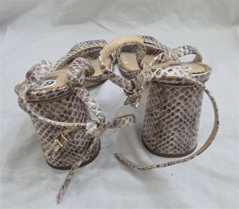PO Sam Edelman 6.5 Kia Snake Leather Sculptural Heel Ankle Strap Sandals 125689