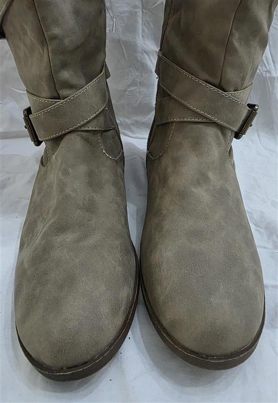 NWOT Just Fab 8 Tamia Taupe Buckle Boots 125693