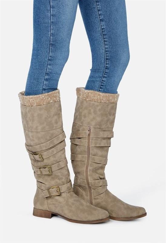 NWOT Just Fab 8 Tamia Taupe Buckle Boots 125693