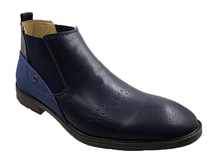 NWT Andrew Fezza 8.5 Adrian Men's Mix Media Low-Rise Boots AF-8008 Blue 125695
