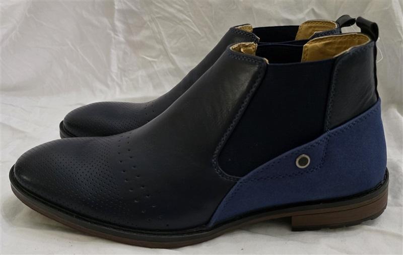 NWT Andrew Fezza 8.5 Adrian Men's Mix Media Low-Rise Boots AF-8008 Blue 125695