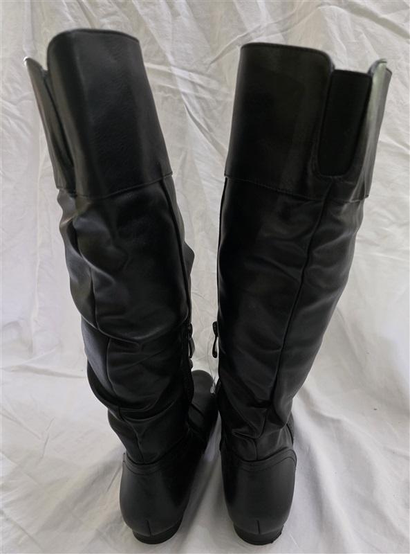 NWOT Dream Pairs 6 Wide Calf Slouchy Side Zip Knee High Boots Blvd Black 125699