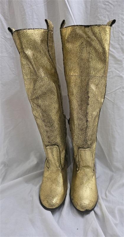 NWOTD Newport News 5.5 Gold Lame High Heel Boots 125702