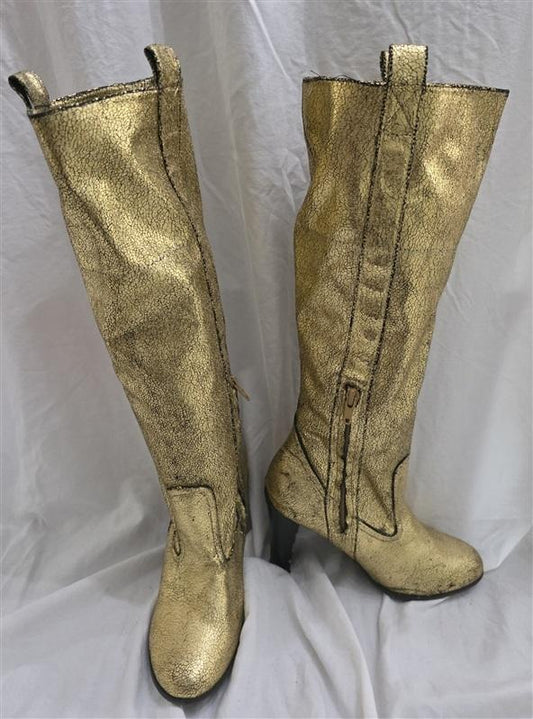 NWOTD Newport News 5.5 Gold Lame High Heel Boots 125702