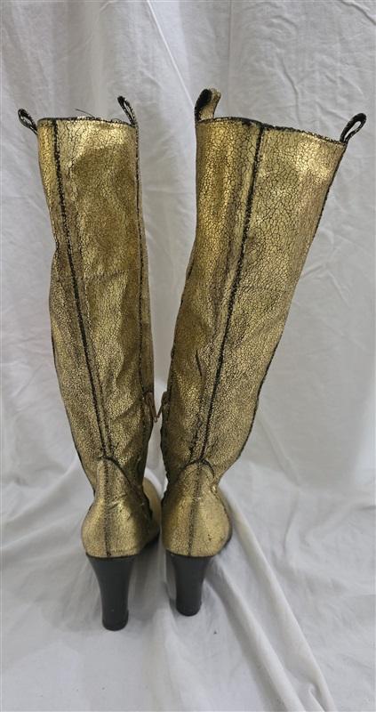 NWOTD Newport News 5.5 Gold Lame High Heel Boots 125702
