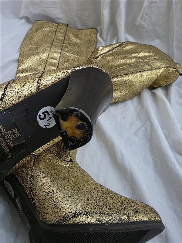NWOTD Newport News 5.5 Gold Lame High Heel Boots 125702