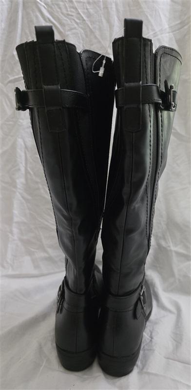 NWOT Rampage 5 Ianna Almond Toe Riding Boots Black Faux Leather 125708