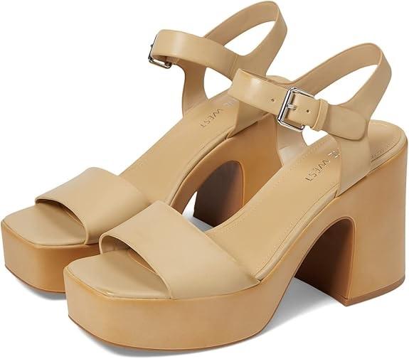 NWOTD Nine West 9.5 Openit Platform Sandal Beige 125711