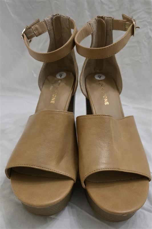 NWOTD Sun & Stone 9 Maisiee Open Toe Platform Heels Tan Sandals 125712