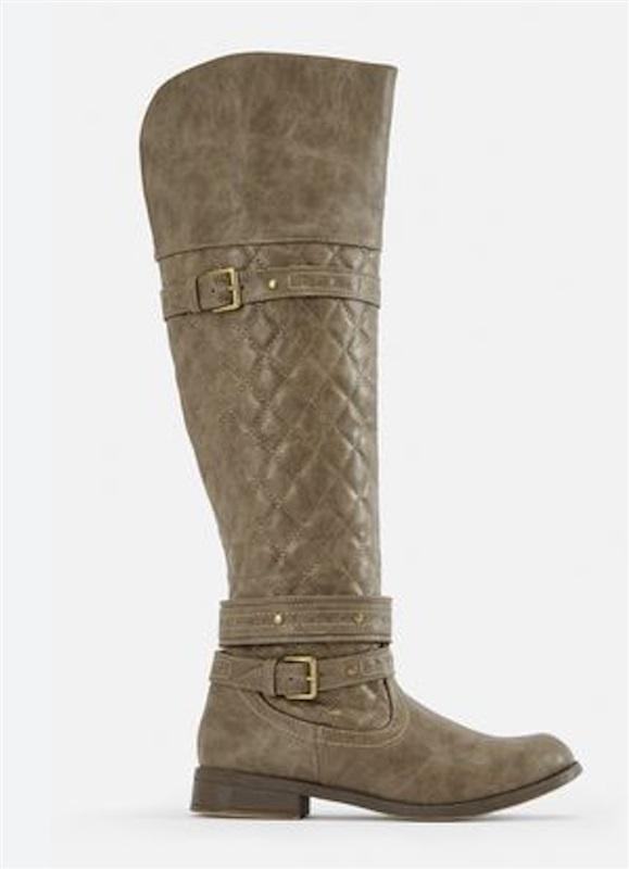 NWOT Just Fab 9.5 Titania Taupe Buckle Quilted Riding Boots 125693