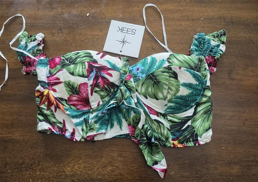 NWT Seek The Label M Tropical Off Shoulder Crop Top Bandeau 125735