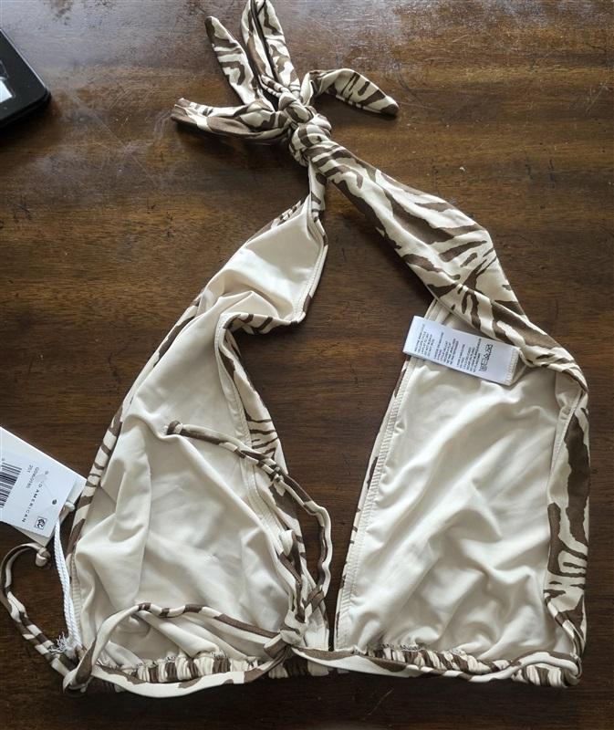 NWT Good American 4x or 7 Zebra Ruched Halter Bikini Top 125738