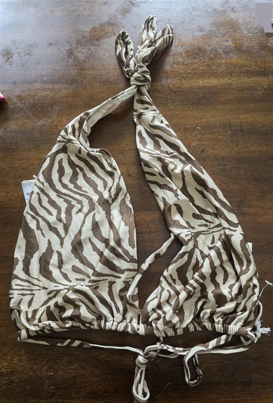 NWT Good American 4x or 7 Zebra Ruched Halter Bikini Top 125738