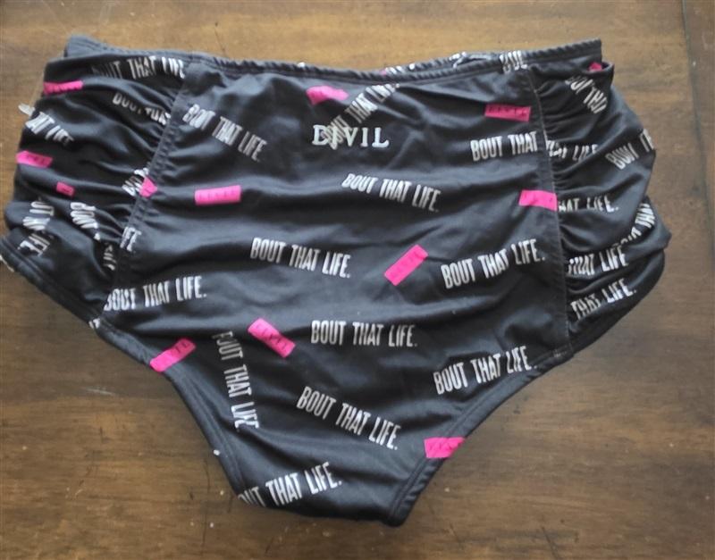 NWT Civil Regime Bout That Life L Shirred High-Waisted Bikini Swim Bottom 125741