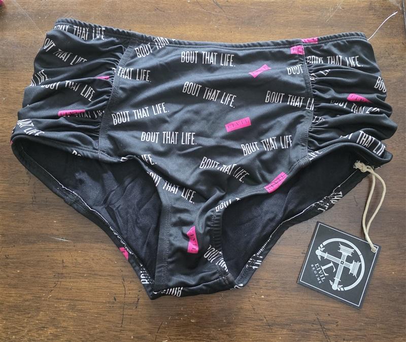 NWT Civil Regime Bout That Life L Shirred High-Waisted Bikini Swim Bottom 125741