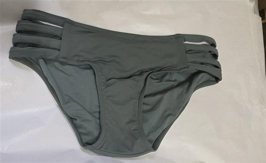 NWOT Seafolly 10 USA Multi Strap Hipster Full Covge Bikini Bottom Green 125746