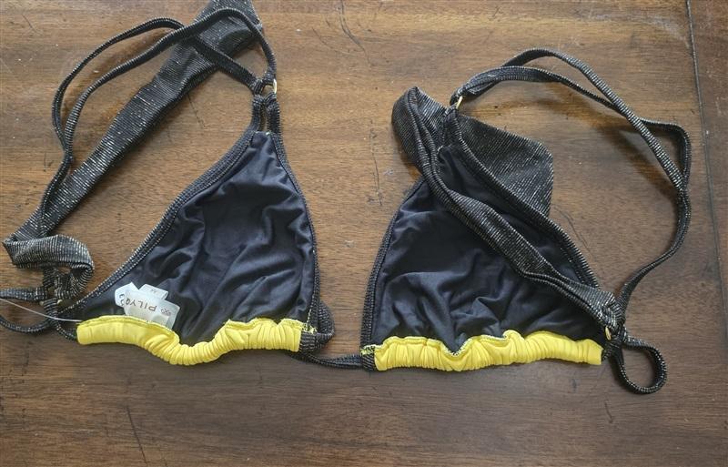 NWOT Pilyq M Yellow & Black Triangle Top Bikini Swim 125756