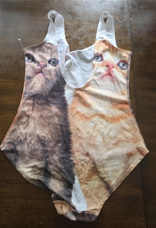 NWOT Civil M 2 Kittens Orange & Tabby 1PC Swimsuit 125757